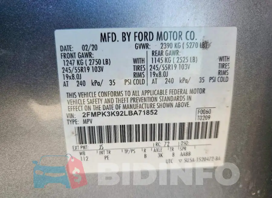 2FMPK3K92LBA71852 Photo# 12