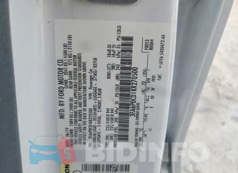 3FA6P0CD1KR270500 Photo# 12
