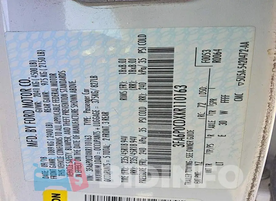 3FA6P0CDXKR110163 Photo# 12
