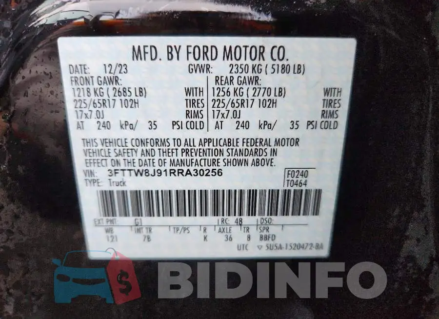 3FTTW8J91RRA30256 Photo# 13