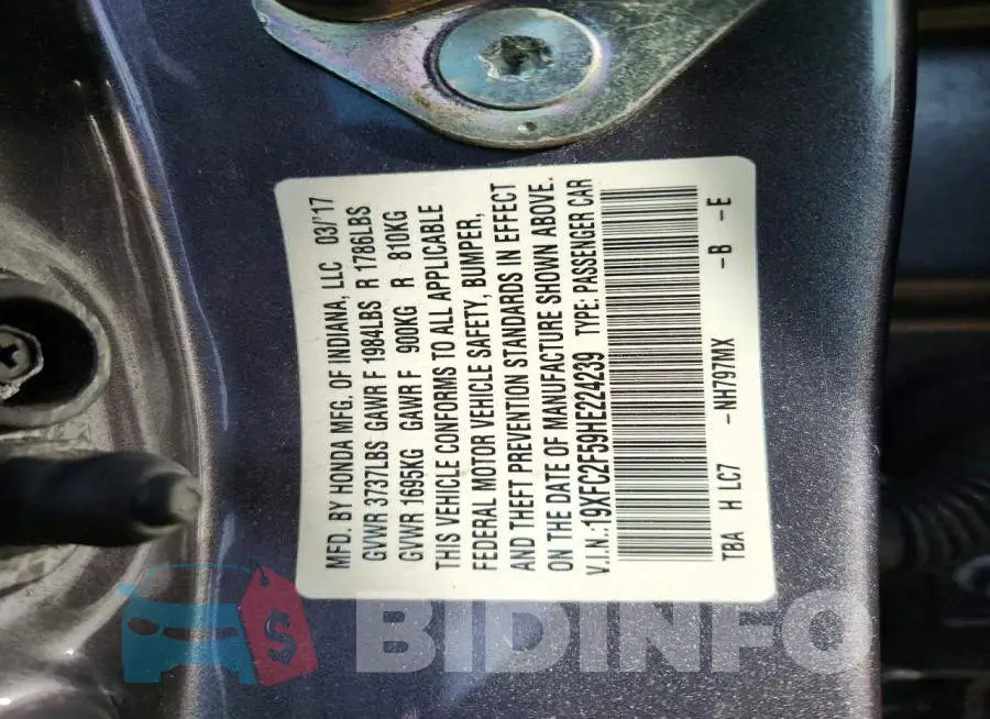 19XFC2F59HE224239 Photo# 12