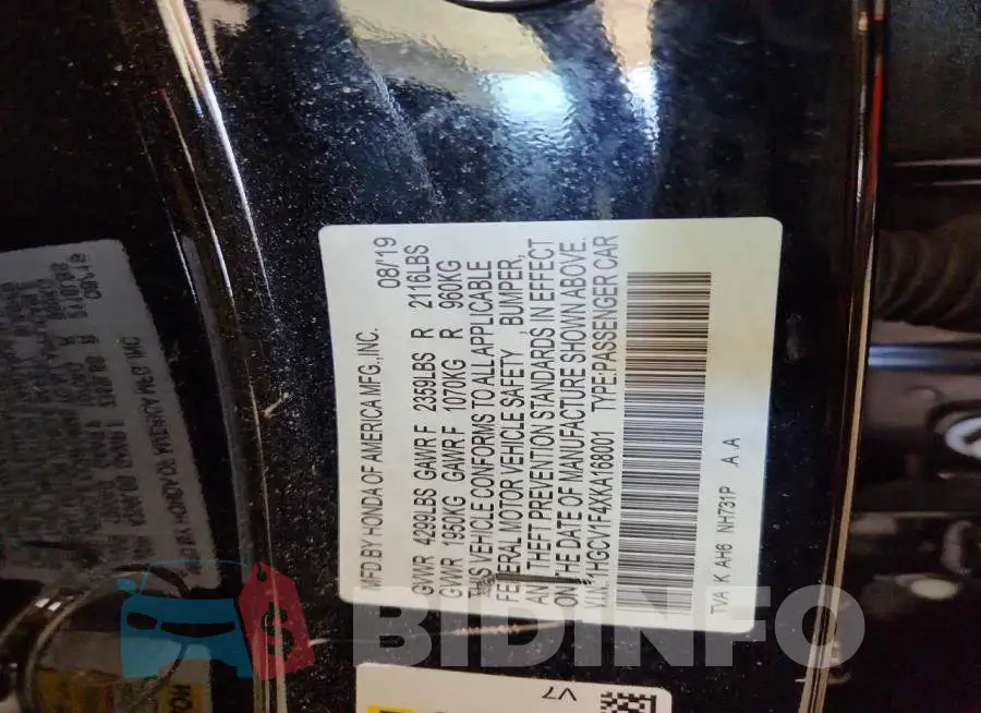 1HGCV1F4XKA168001 Photo# 13