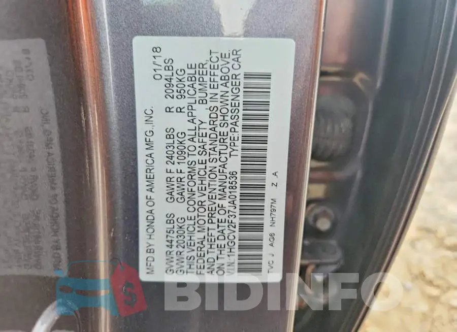 1HGCV2F37JA018536 Photo# 13