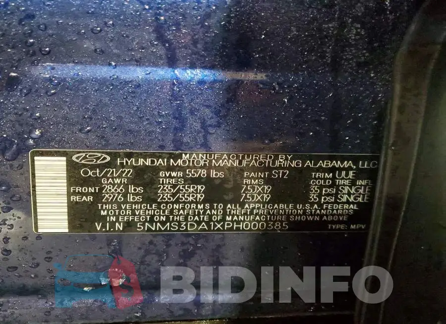 5NMS3DA1XPH000385 Photo# 13