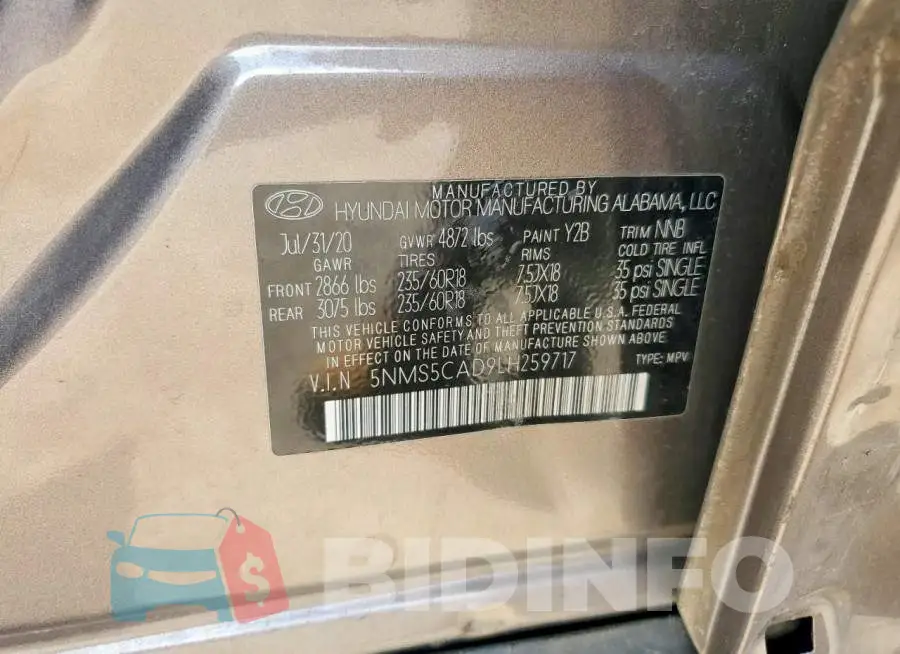 5NMS5CAD9LH259717 Photo# 13