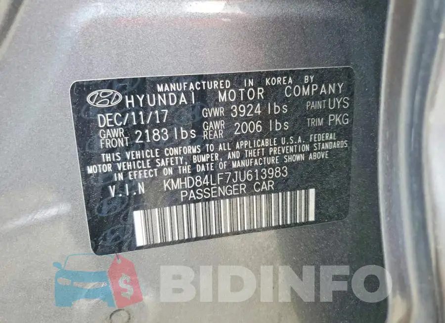 KMHD84LF7JU613983 Photo# 13
