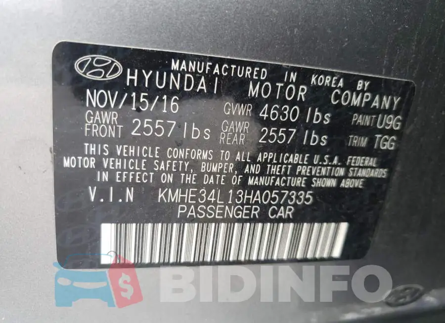KMHE34L13HA057335 Photo# 12