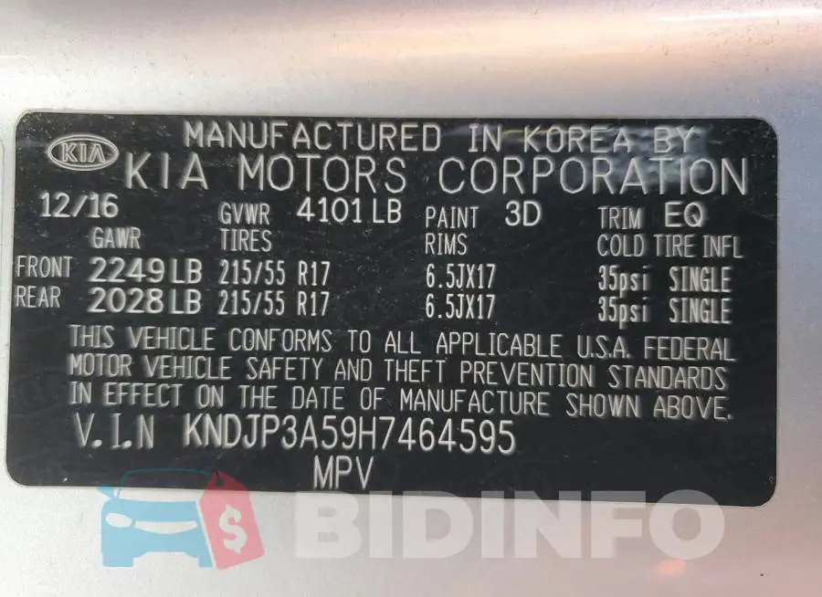 KNDJP3A59H7464595 Photo# 13
