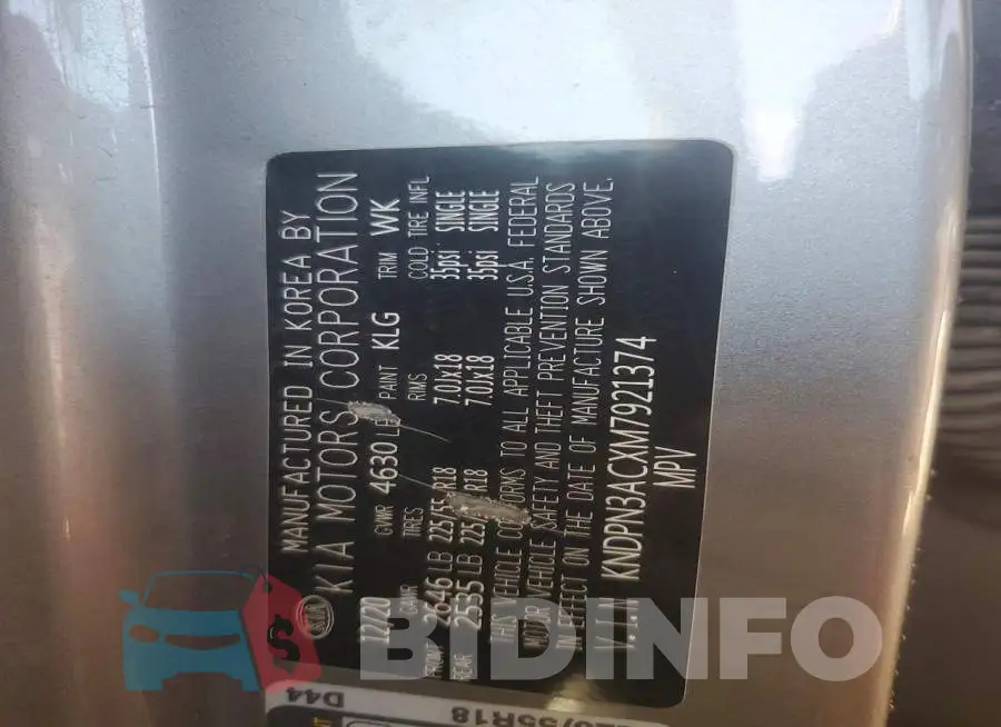 KNDPN3ACXM7921374 Photo# 13