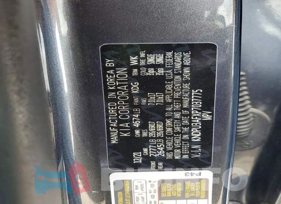 KNDPU3AFXP7037775 Photo# 14