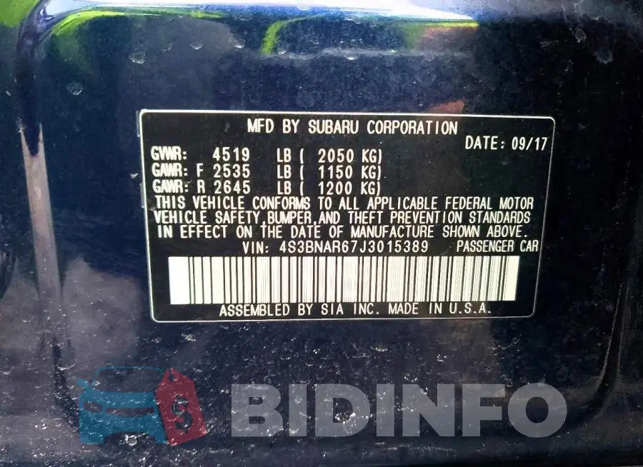 4S3BNAR67J3015389 Photo# 12