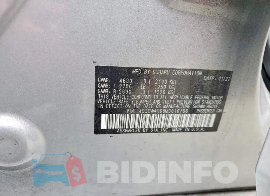 4S3BWAH68M3010768 Photo# 12