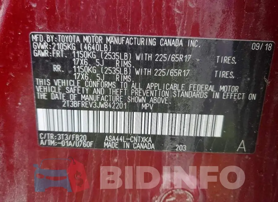 2T3BFREV3JW842201 Photo# 13