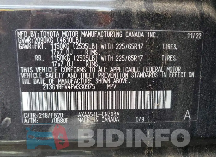 2T3G1RFV4PW330975 Photo# 14