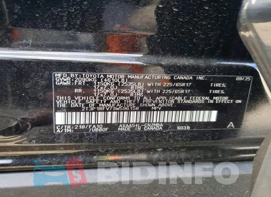 2T3P1RFV7SW596158 Photo# 14