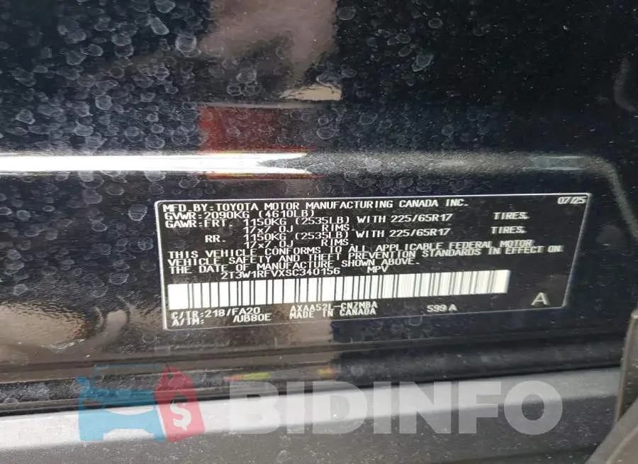 2T3W1RFVXSC340156 Photo# 14