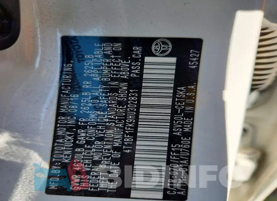 4T1BF1FK9HU302831 Photo# 13