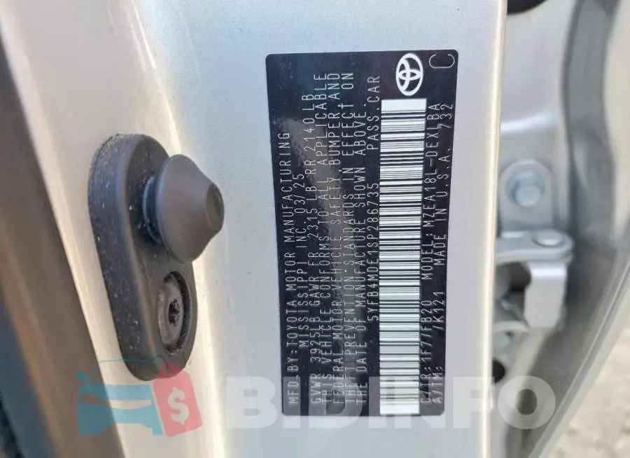 5YFB4MDE1SP286735 Photo# 12