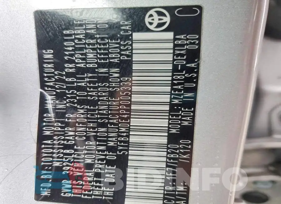 5YFB4MDE4PP005339 Photo# 13