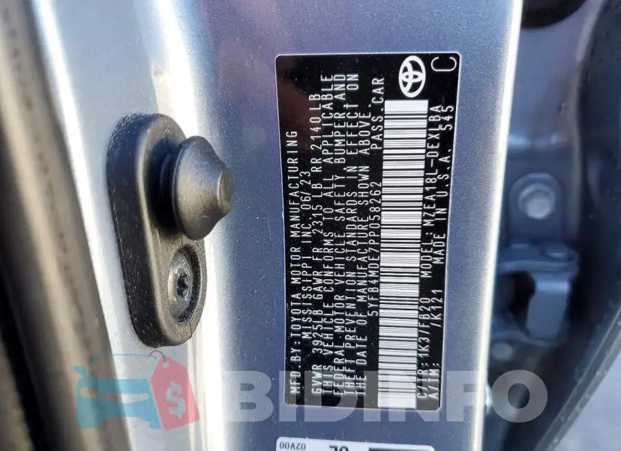 5YFB4MDE7PP058262 Photo# 12