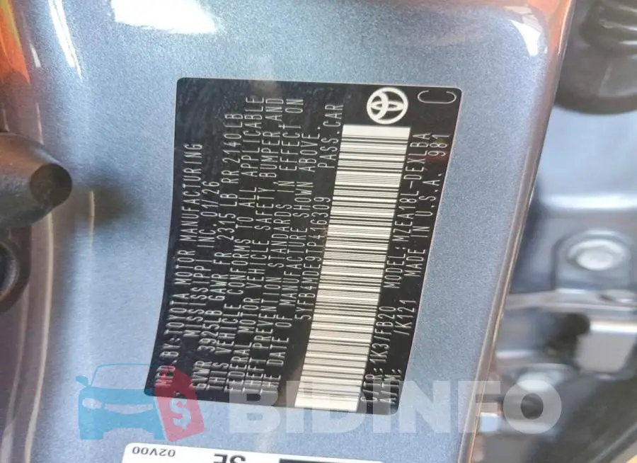 5YFB4MDE9TP416309 Photo# 12
