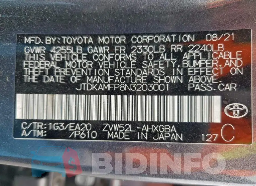 JTDKAMFP8N3203001 Photo# 13