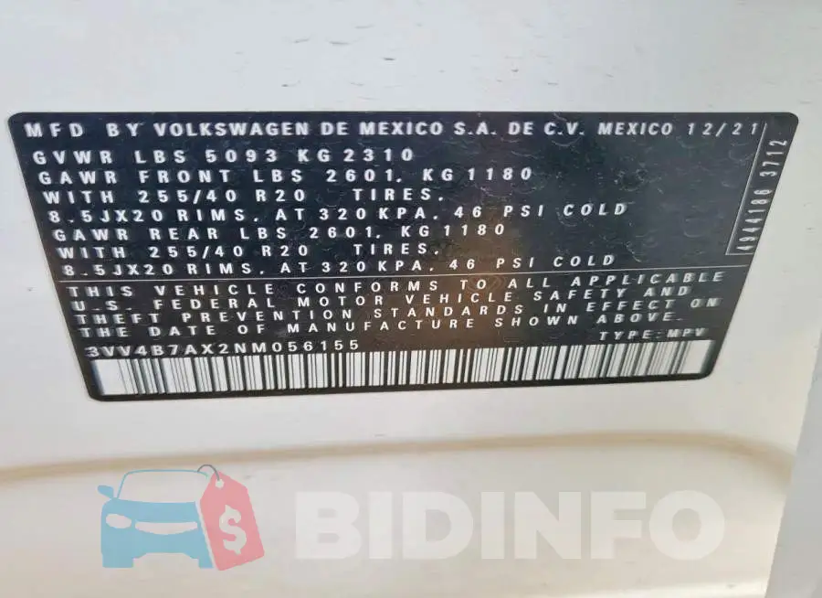 3VV4B7AX2NM056155 Photo# 13