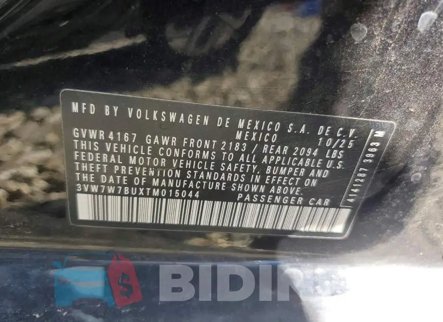 3VW7W7BUXTM015044 Photo# 12