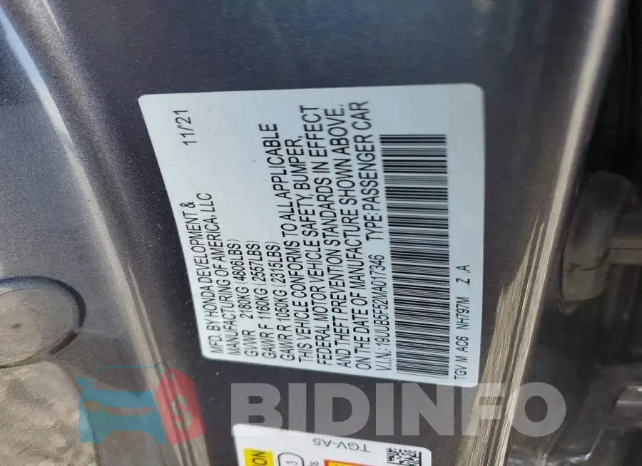 19UUB5F52MA017346 Photo# 12