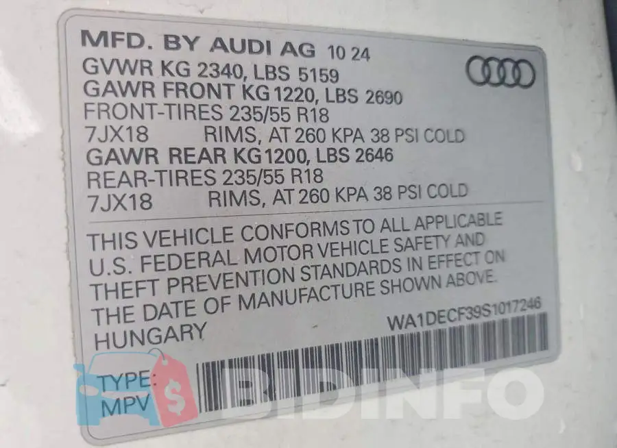WA1DECF39S1017246 Photo# 14
