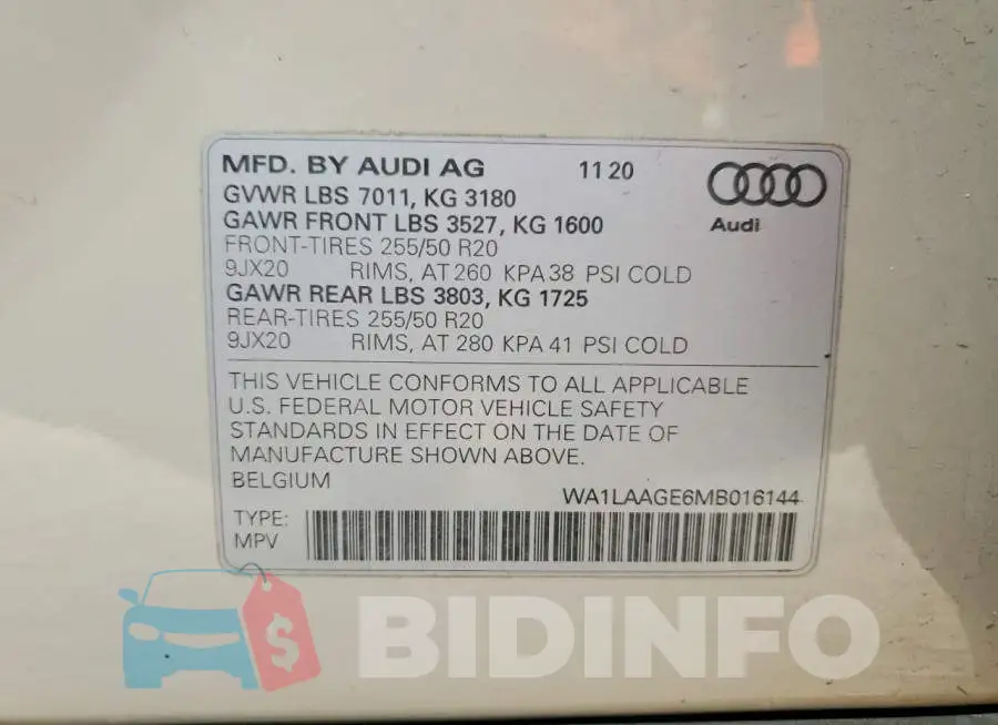WA1LAAGE6MB016144 Photo# 13