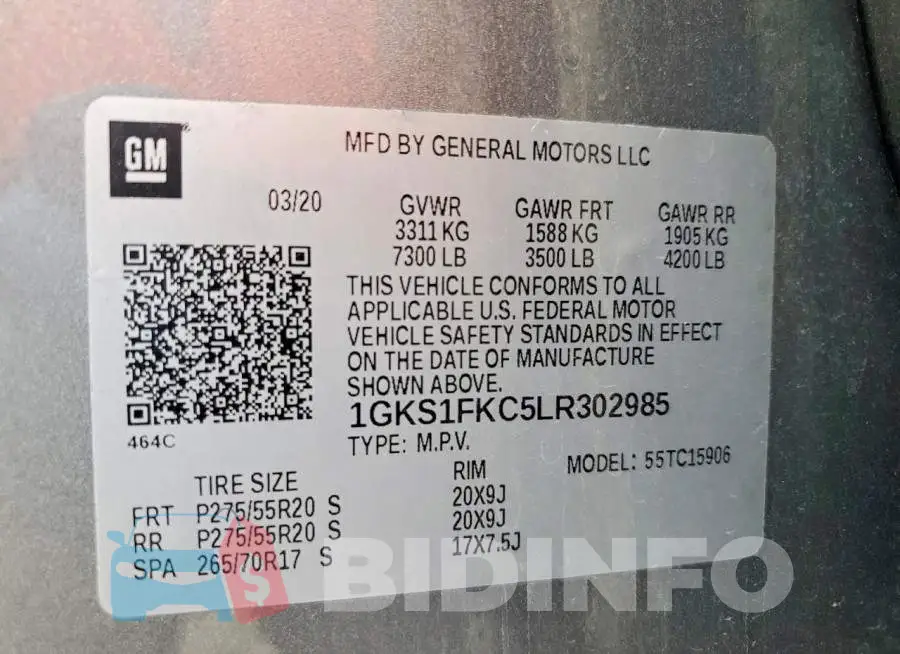 1GKS1FKC5LR302985 Photo# 14