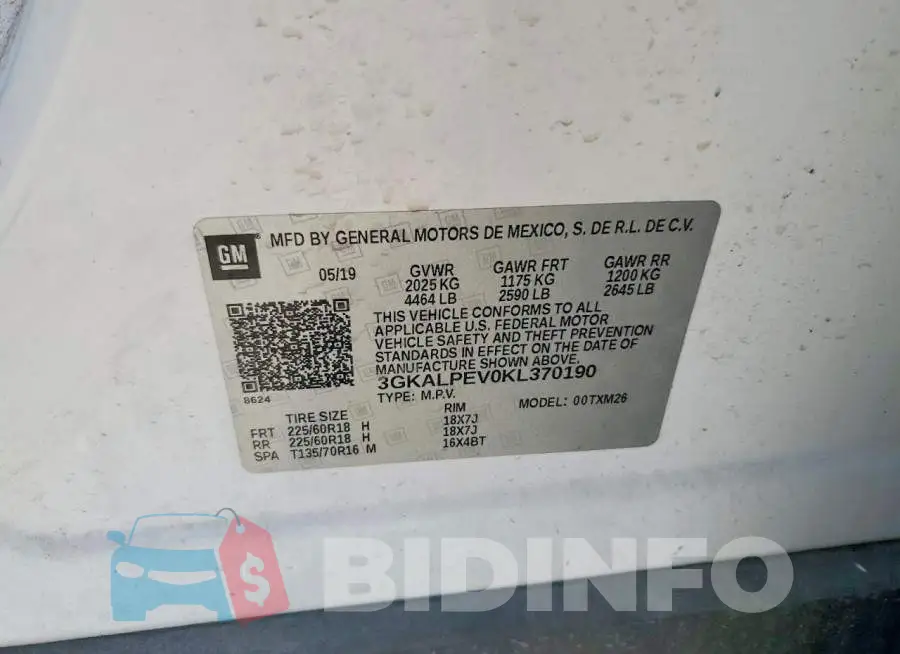 3GKALPEV0KL370190 Photo# 12