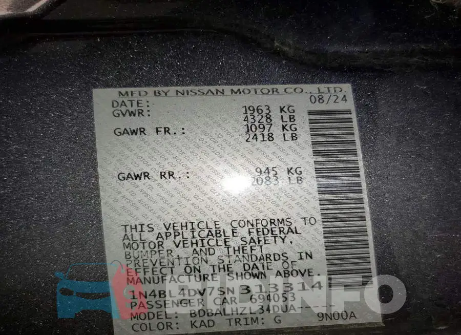 1N4BL4DV7SN313314 Photo# 12
