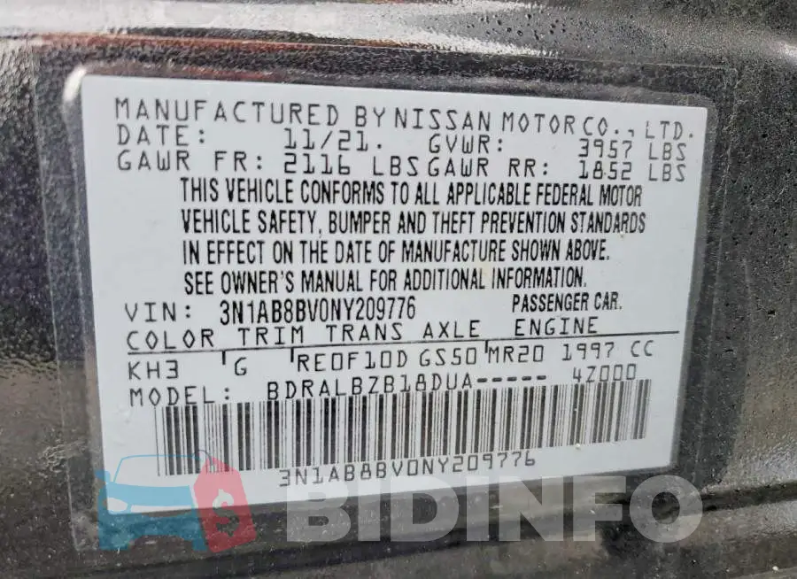 3N1AB8BV0NY209776 Photo# 12