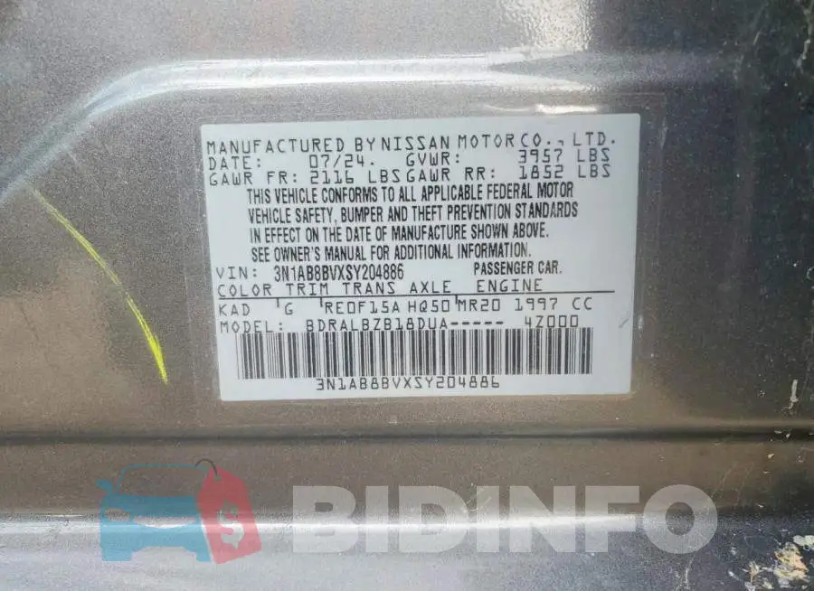 3N1AB8BVXSY204886 Photo# 12