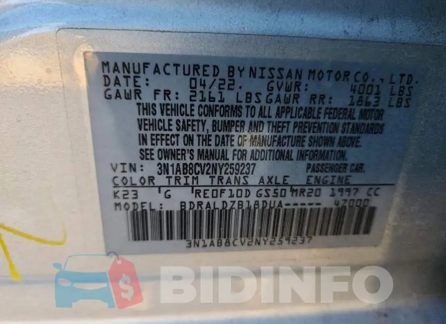 3N1AB8CV2NY259237 Photo# 12