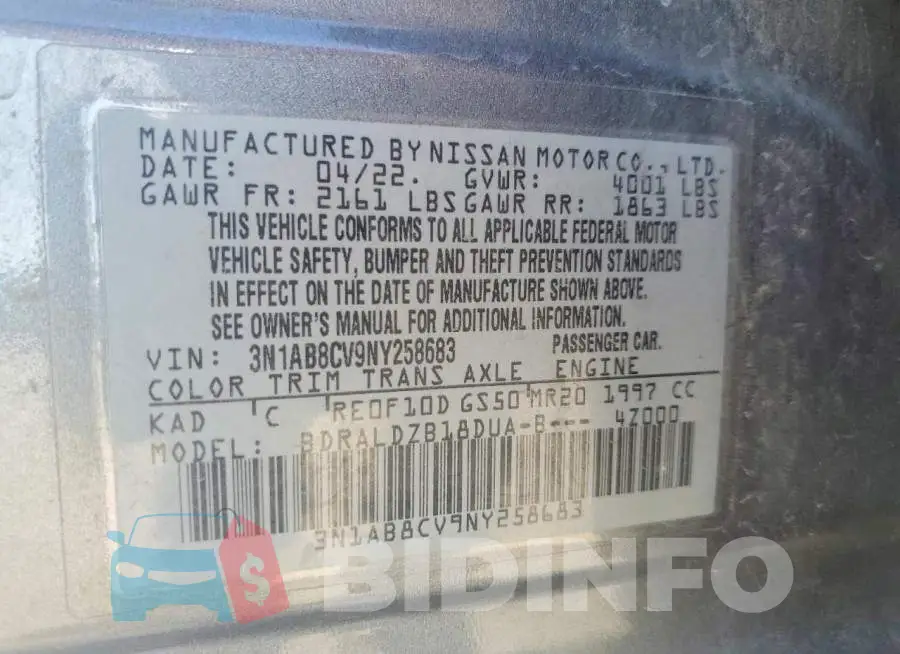 3N1AB8CV9NY258683 Photo# 12