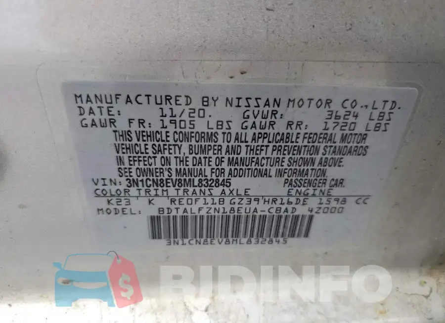 3N1CN8EV8ML832845 Photo# 12