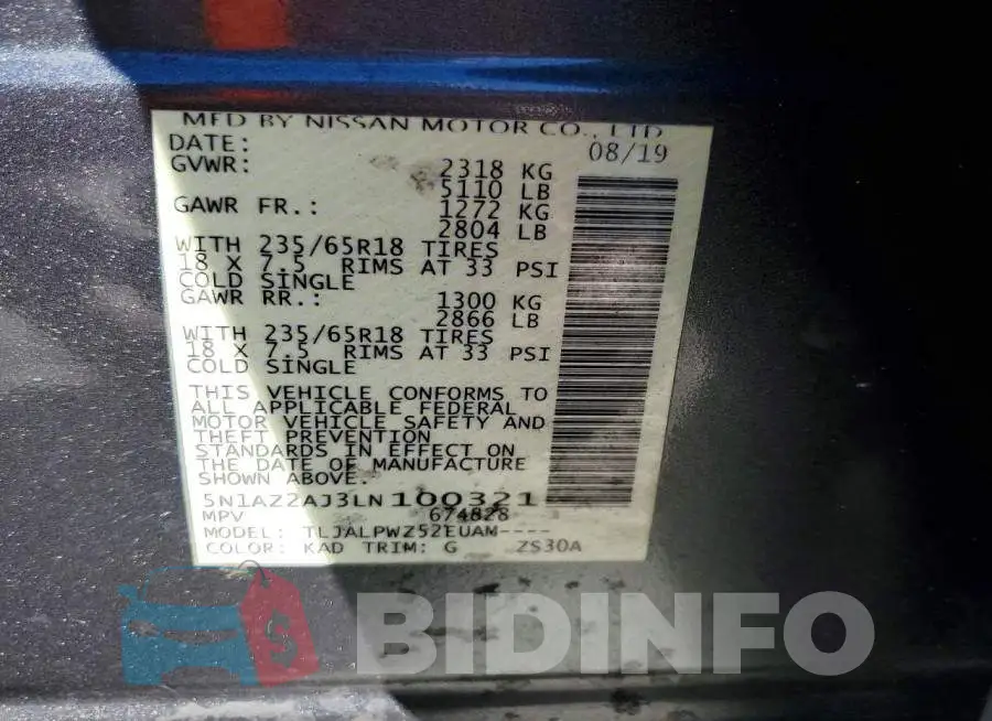 5N1AZ2AJ3LN100321 Photo# 13