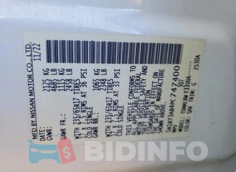 5N1BT3AB4PC747400 Photo# 13