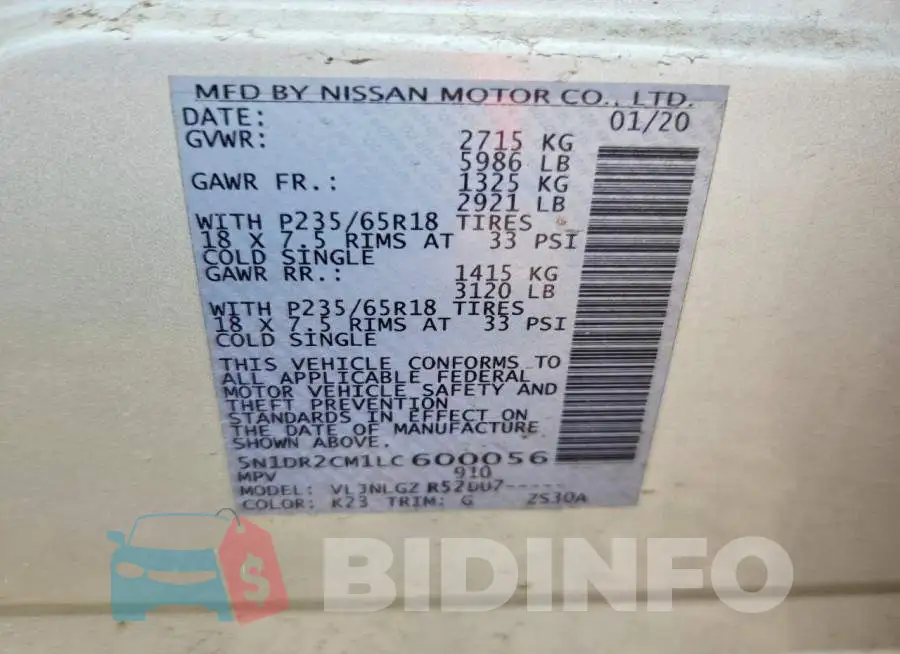 5N1DR2CM1LC600056 Photo# 13