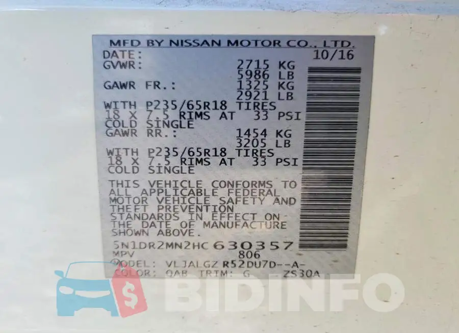 5N1DR2MN2HC630357 Photo# 13