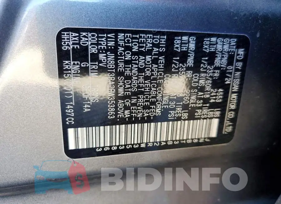 JN8BT3BA2RW353863 Photo# 13