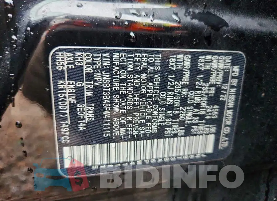 JN8BT3BA6PW411115 Photo# 14