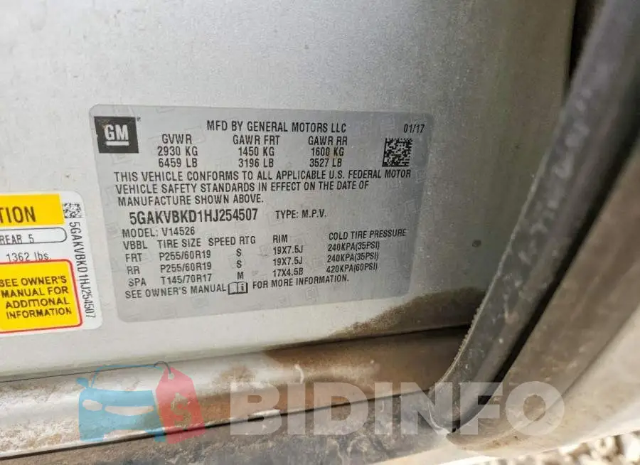 5GAKVBKD1HJ254507 Photo# 13