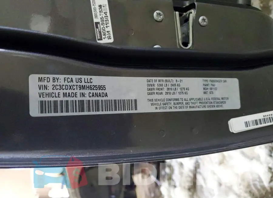 2C3CDXCT9MH625955 Photo# 13