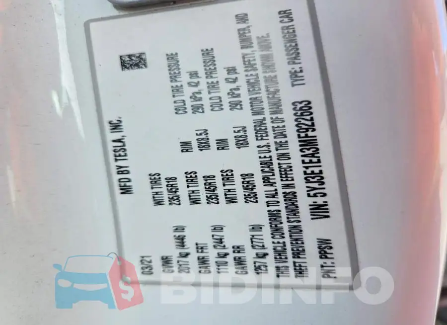 5YJ3E1EA3MF922663 Photo# 12