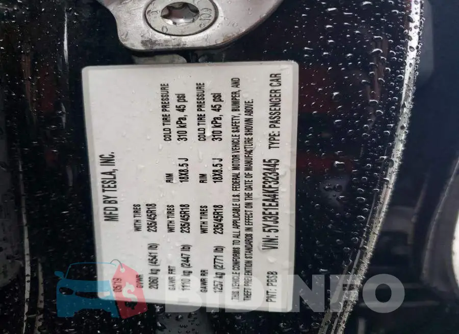 5YJ3E1EA4KF323445 Photo# 13