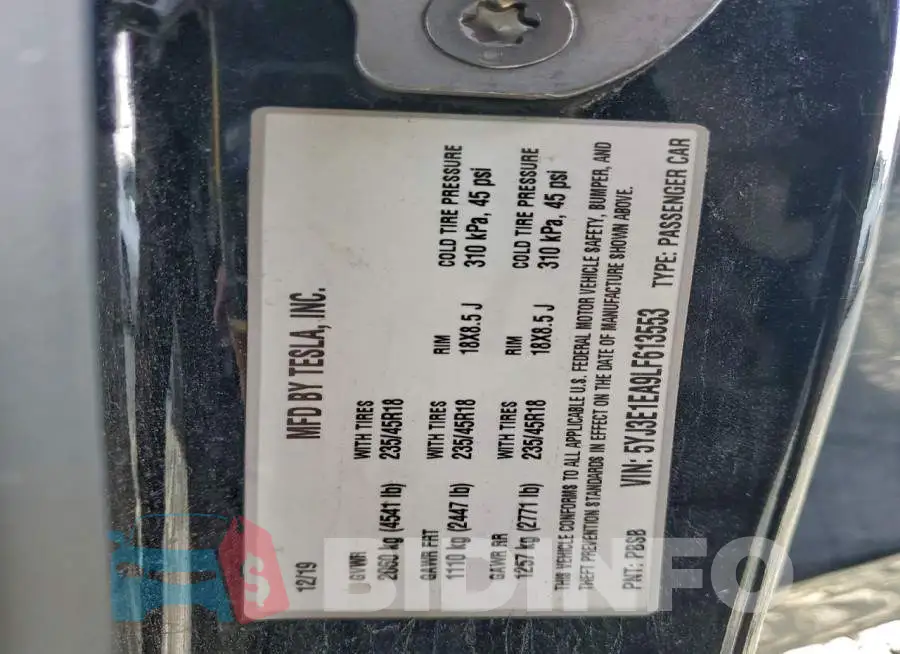 5YJ3E1EA9LF613553 Photo# 12